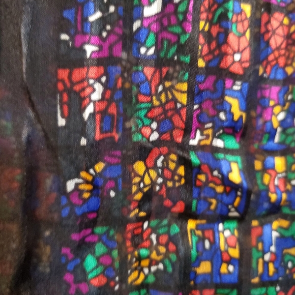 Vintage Adrianna Papell stained glass printed silk blouse size 6 - Picture 12 of 12